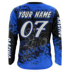 Maxcorners Blue Motocross Jersey Custom Dirt Bike Shirt Upf30+ Kid Men Women Motorcycle Shirt MT2709