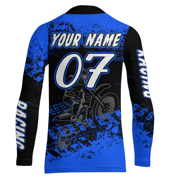 Maxcorners Blue Motocross Jersey Custom Dirt Bike Shirt Upf30+ Kid Men Women Motorcycle Shirt MT2709