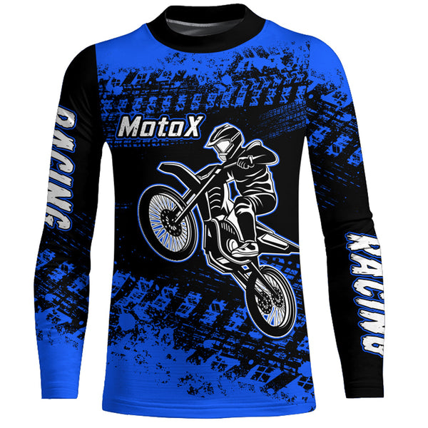 Maxcorners Blue Motocross Jersey Custom Dirt Bike Shirt Upf30+ Kid Men Women Motorcycle Shirt MT2709