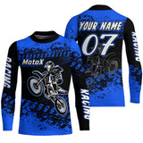 Maxcorners Blue Motocross Jersey Custom Dirt Bike Shirt Upf30+ Kid Men Women Motorcycle Shirt MT2709