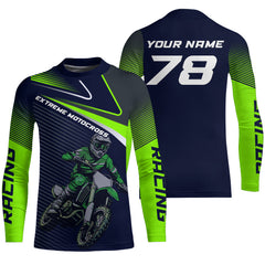 Maxcorners Green Motocross Racing Jersey Youth Men Women Dirt Bike Shirt Upf30+ Extreme Off-Road Racing Shirt MT2709