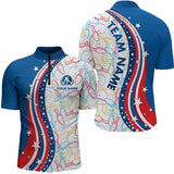 Maxcorners Patriotic Bowling Shirt for Men Women Team Custom Bowling Polo Shirt & 1/4 Zip Shirts LM1008