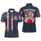 Maxcorners American Flag Bowling Shirt Patriotic Bowling Jersey for Men Women Bowling Polo&1/4 Zip