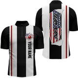 Maxcorners American Flag Bowling Shirt Patriotic Bowling Jersey for Men Women Bowling Polo