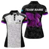 Maxcorners Custom Purple Dragon Bowling Shirts for Men Women Team Bowling Polo & Quarter Zip