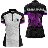 Maxcorners Custom Purple Dragon Bowling Shirts for Men Women Team Bowling Polo & Quarter Zip