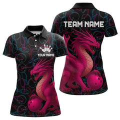 Maxcorners Pink Dragon Bowling Shirt Custom Bowling Jerseys for Men Women with Team Name LM2504