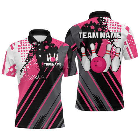 Maxcorners Custom Pink Bowling Shirts for Men Women Team Bowling Polo and Quarter Zip MT2108