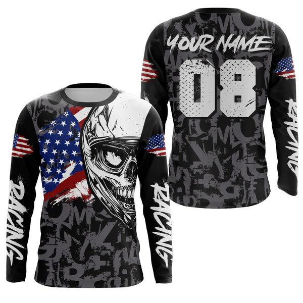 Maxcorners Motocross Jersey Dirt Bike US Flag Motorcycle Racing Shirt For Kid Men Women MT2709