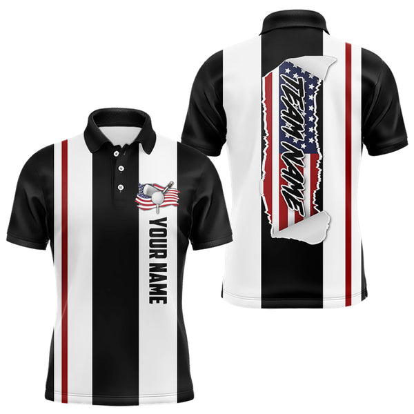 Maxcorners Custom Patriotic Golf Polo Shirt American Flag Golf Polo For Men Golf Shirt