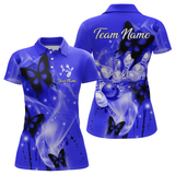 Maxcorners Custom Navy Blue Butterflies Bowling Shirts for Men Women Team MT2108