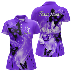 Maxcorners Custom Purple Butterflies Bowling Shirts for Men Women Team MT2108