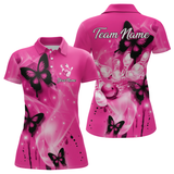 Maxcorners Custom Pink Butterflies Bowling Shirts for Men Women Team MT2108
