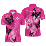 Maxcorners Custom Pink Butterflies Bowling Shirts for Men Women Team MT2108