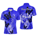 Maxcorners Custom Navy Blue Butterflies Bowling Shirts for Men Women Team MT2108