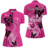 Maxcorners Custom Pink Butterflies Bowling Shirts for Men Women Team MT2108
