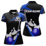 Maxcorners Blue Bowling Shirts for Men and Women Bowling Shirt Team Bowling Polo & 1/4 Zip Shirt