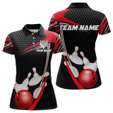 Maxcorners Red Bowling Shirts for Men and Women Bowling Shirt Team Bowling Polo & 1/4 Zip Shirt