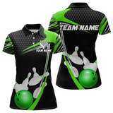 Maxcorners Green Bowling Shirts for Men and Women Bowling Shirt Team Bowling Polo & 1/4 Zip Shirt