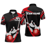 Maxcorners Red Bowling Shirts for Men and Women Bowling Shirt Team Bowling Polo & 1/4 Zip Shirt