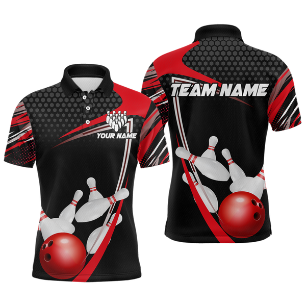 Maxcorners Red Bowling Shirts for Men and Women Bowling Shirt Team Bowling Polo & 1/4 Zip Shirt