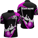 Maxcorners Purple Bowling Shirts for Men and Women Bowling Shirt Team Bowling Polo & 1/4 Zip Shirt