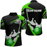 Maxcorners Green Bowling Shirts for Men and Women Bowling Shirt Team Bowling Polo & 1/4 Zip Shirt