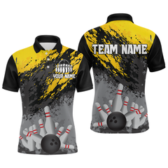 Maxcorners Custom Yellow Bowling Shirt forMen Women Team Bowling Jersey Bowling Polo & 1/4 Zip Shirt