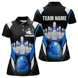 Maxcorners Blue Bowling Shirt for Men and Women Bowling Jersey with Team Bowling Polo & 1/4 Zip