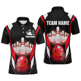 Maxcorners Red Bowling Shirt for Men and Women Bowling Jersey with Team Bowling Polo & 1/4 Zip