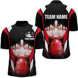 Maxcorners Red Bowling Shirt for Men and Women Bowling Jersey with Team Bowling Polo & 1/4 Zip