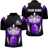 Maxcorners Purple Bowling Shirt for Men and Women Bowling Jersey with Team Bowling Polo & 1/4 Zip