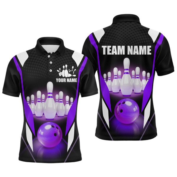 Maxcorners Purple Bowling Shirt for Men and Women Bowling Jersey with Team Bowling Polo & 1/4 Zip