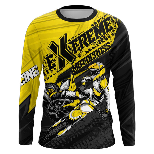 Maxcorners Yellow Motocross Racing Jersey Upf30+ Kid Men Women Dirt Bike Shirt Off-road Jersey MT2709