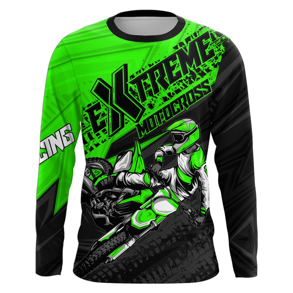 Maxcorners Green Motocross Racing Jersey Upf30+ Kid Men Women Dirt Bike Shirt Off-road Jersey MT2709