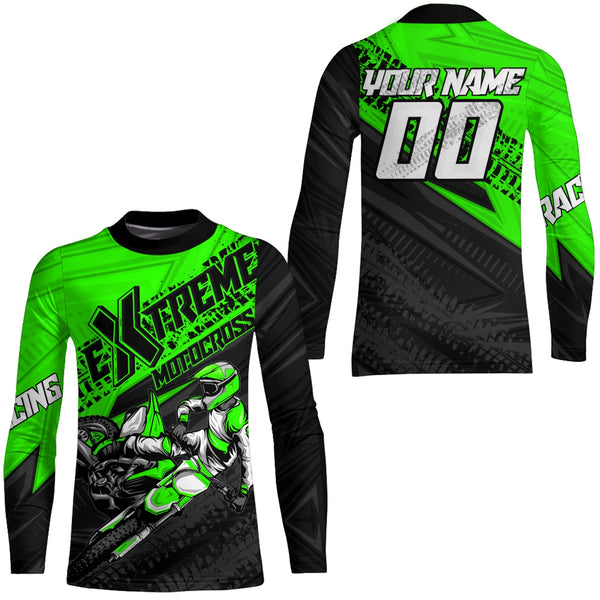 Maxcorners Green Motocross Racing Jersey Upf30+ Kid Men Women Dirt Bike Shirt Off-road Jersey MT2709