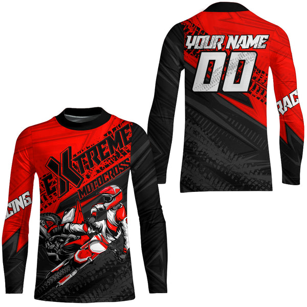 Maxcorners Red Motocross Racing Jersey Upf30+ Kid Men Women Dirt Bike Shirt Off-road Jersey MT2709