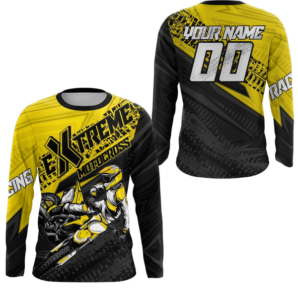 Maxcorners Yellow Motocross Racing Jersey Upf30+ Kid Men Women Dirt Bike Shirt Off-road Jersey MT2709