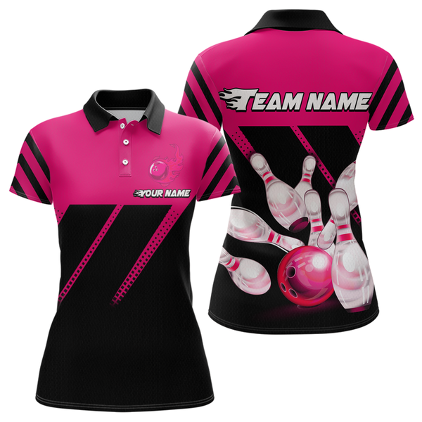 Maxcorners Pink Bowling Shirt Custom Bowling Jersey For Men Women Bowling Polo&1/4 Zip Shirts LM123