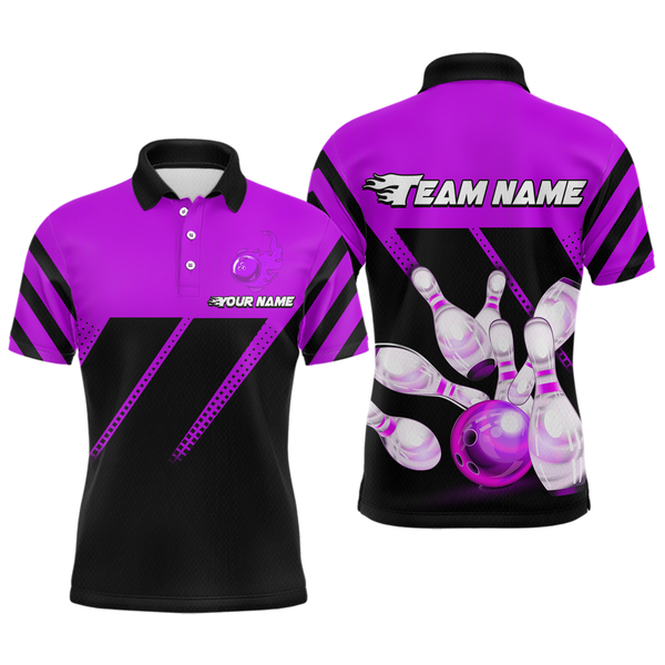 Maxcorners Purple Bowling Shirt Custom Bowling Jersey For Men Women Bowling Polo&1/4 Zip Shirts LM123