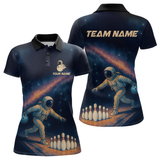 Maxcorners Astronaut Bowling Shirts for Women Men Team Bowling Jerseys Galaxy Bowl Polo 1/4 Zip LM1109