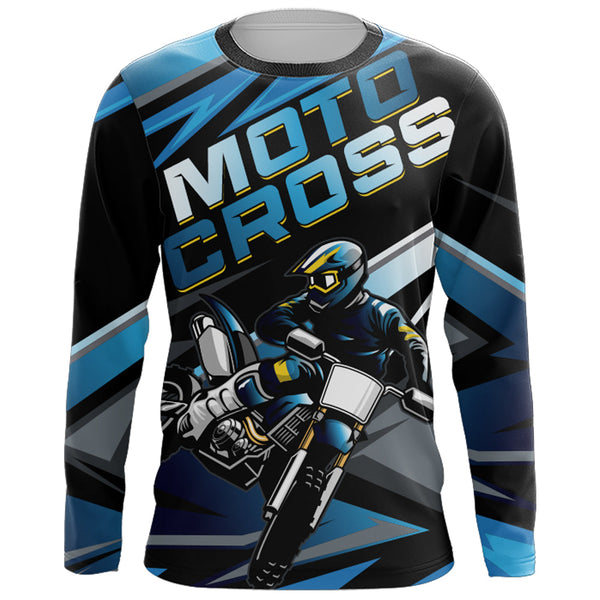 Maxcorners Blue Motocross Jersey Upf30+ Dirt Bike Youth Motocross Riding Shirt Men Women Kid MT2809