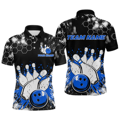 Maxcorners Blue Watercolor Bowling Shirts Men Women Team Custom Bowling Polo & 1/4 Zip Shirt TU0506