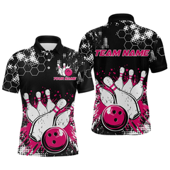 Maxcorners Pink Watercolor Bowling Shirts Men Women Team Custom Bowling Polo & 1/4 Zip Shirt TU0506