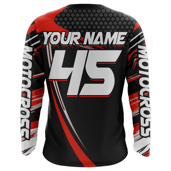 Maxcorners Motocross Racing Jersey Red Upf30+ MX Racing Dirt Bike Jersey Kid Men Motorcycle MT2809