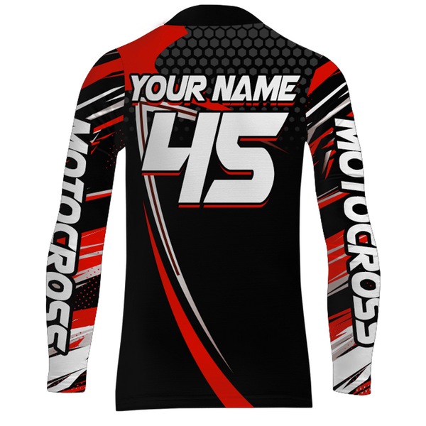 Maxcorners Motocross Racing Jersey Red Upf30+ MX Racing Dirt Bike Jersey Kid Men Motorcycle MT2809