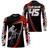 Maxcorners Motocross Racing Jersey Red Upf30+ MX Racing Dirt Bike Jersey Kid Men Motorcycle MT2809