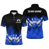 Maxcorners Blue Smoke Bowling Shirts for Men Women Team Personalized Bowling Polo and Quarter Zip MT2108