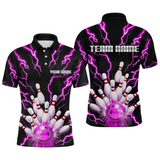 Maxcorners Thunder Lightning Pink Bowling Shirt Custom Bowling Jersey for Men Women Team