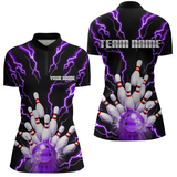 Maxcorners Thunder Lightning Purple Bowling Shirt Custom Bowling Jersey for Men Women Team